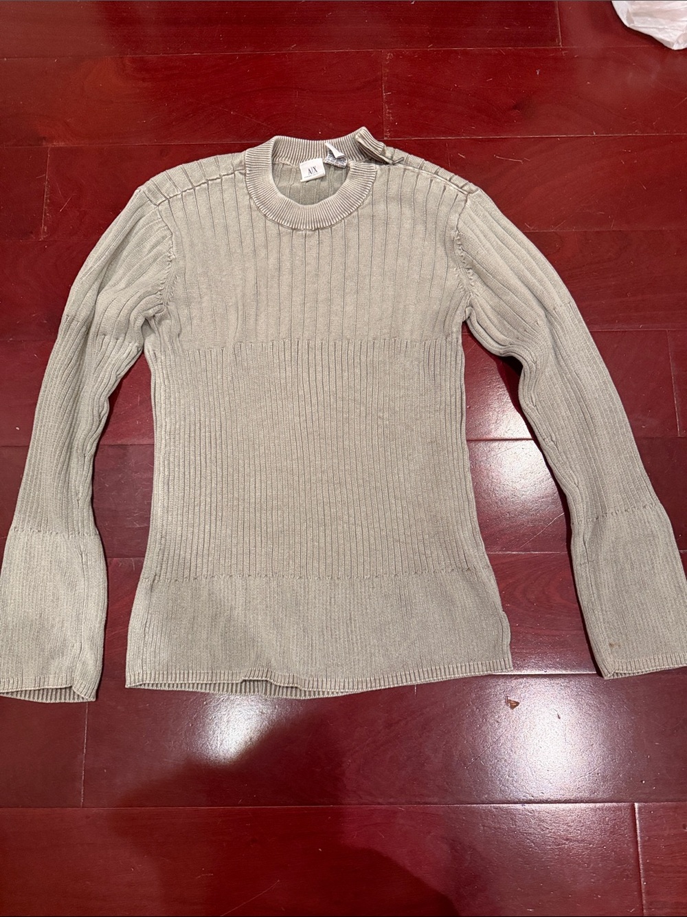 Armani Exchange Grey Ribbed Crew Sweater